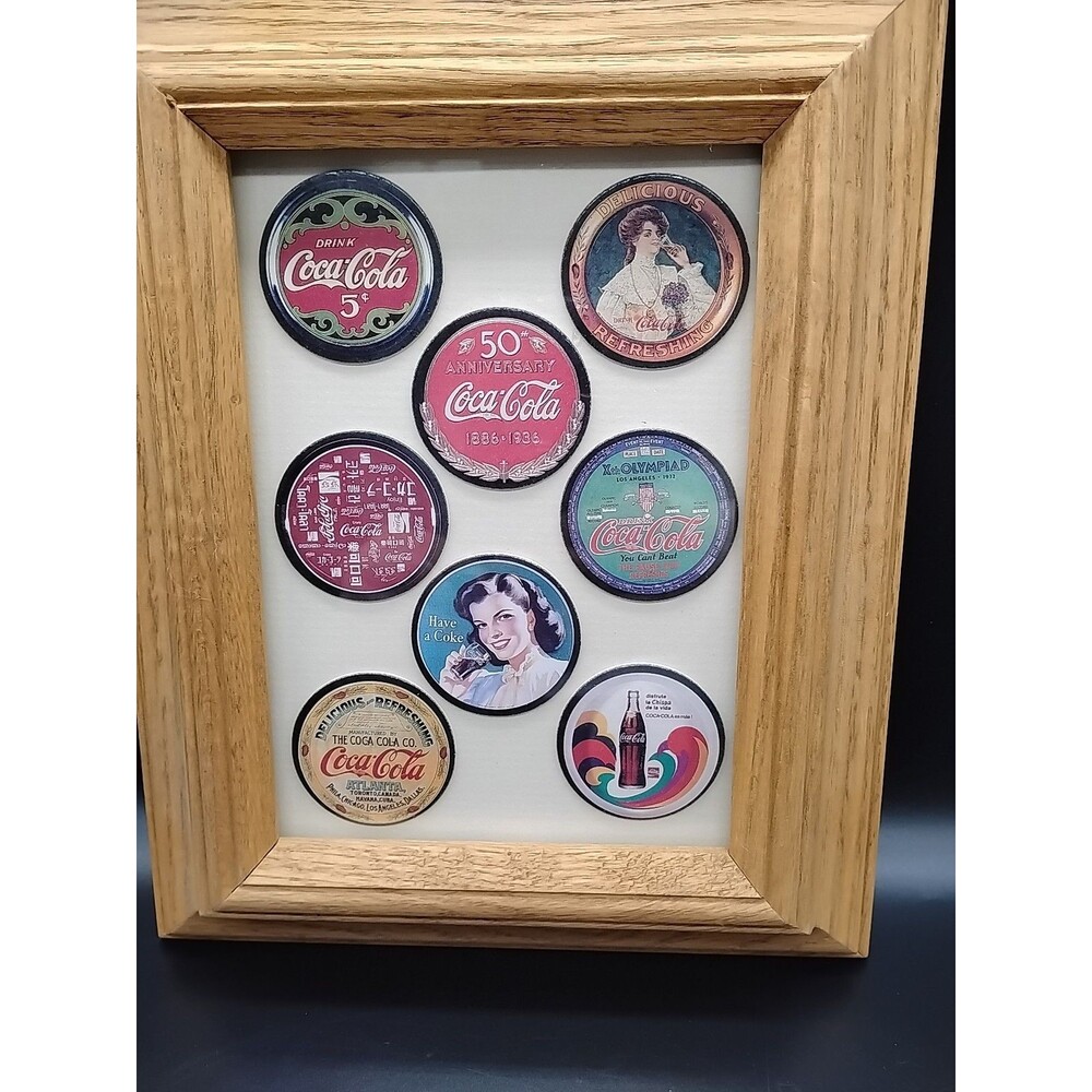 POGS Set of 8 Coca Cola Collection Caps Coke Cap Unplayed 8X10 Framed Complete